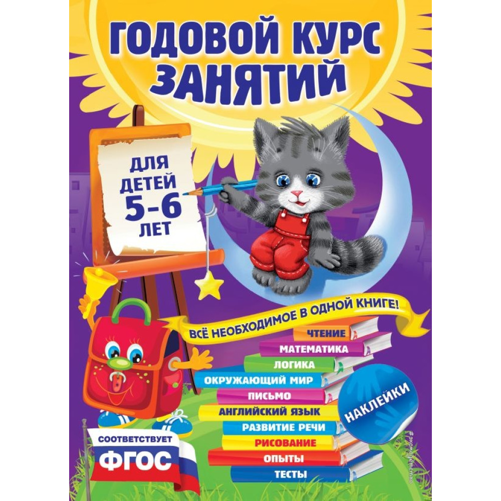 Годовой курс занятий: для детей 5-6 лет (с наклейками)